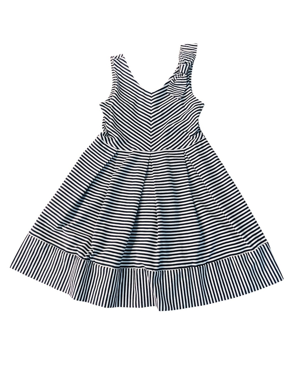 Hope & Henry Striped Sleeveless Girls Casual Dress - Navy & White Size Small